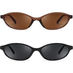 Women's Oval Cat Eye Black Brown Lightweight Trendy Sunnies Shades